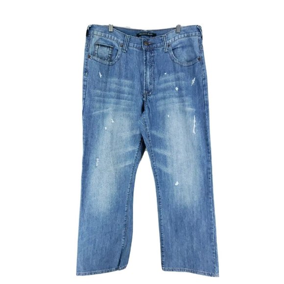 Carbon Black Jeans Men's Size 36/32 Straight Leg Blue Light Wash - Picture 1 of 7